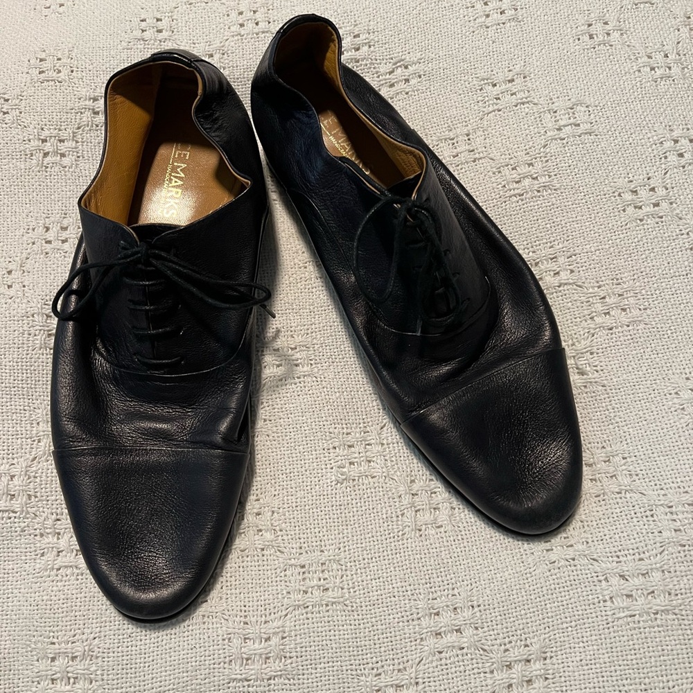 Ace Marks Black Genuine Leather Oxfords Classic Design